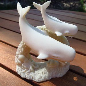 Mom and Calf Sperm Whale Figurine